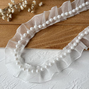 Ruy Băng Ren Viền Ren Hạt Viền Ren Trắng Hai Lớp Xếp Ly Cho Quần Áo Và Váy Phụ Kiện May Vá DIY Từ Trung Quốc Đại Lục