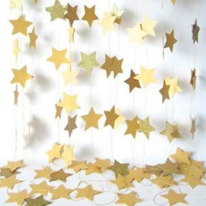 New 1 Set Paper Star Garlands 4M Birthday String Chain Ornaments Curtain Wedding Party Room Decor Supplies
