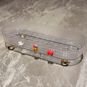 กล่องเก็บของบนโต๊ะน้ำยาสำหรับห้องน้ำ ชั้นวางเครื่องสำอางแบบเคลื่อนที่ได้ ชั้นวางของสำหรับโต๊ะแต่งหน้า กล่องเก็บของแบบเรียบหรู