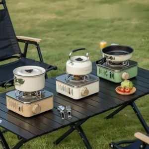 Outdoor camping gas stove 2800W portable mini card stove box stove outdoor picnic card magnetic tea stove with storage bag