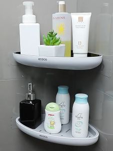 AKAPE - ECOCO Bathroom Storage Shelf Shower Snap Up Corner Shelf Shampoo Holder Basket Shelf Wall Shelves for Shelving Kitchen