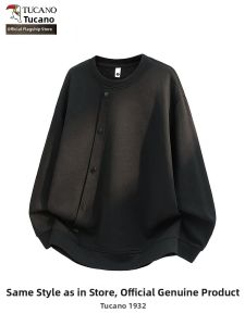 TUCANO | Mens Hoodie Loose Fit Large Size Buttoned Round Neck Long Sleeve