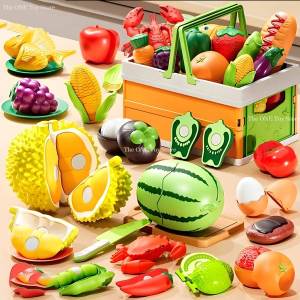 Childrens Kitchen Toy Set Simulated Kitchen Cutting Cookware Simulated Fruits Cutting Toys Cooking Accessories for Kids Gift