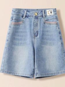 NUANKONG | Summer New Fashion High Waist Loose Slim Straight A-line Denim Shorts
