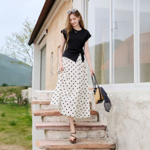 XIANGYING | French Elegant High Waist Flare Skirt