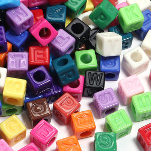 50Pcs/Lot Acrylic Square Letter Beads Colorful Large Hole Alphabet Loose Beads for Jewelry Making DIY Necklace Bracelet Supplies