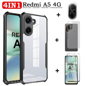 4IN1 For Redmi A5 Tempered glass film Redmi A5 4G case Redmi A3 Full screen cover HD tempered glass film back film lens film acrylic transparent anti-fall phone case