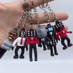 พวงกุญแจ จี้ตุ๊กตาผู้ชาย มอนิเตอร์ห้องน้ํา Titan Audioman TV Man พวงกุญแจชักโครก PVC ตุ๊กตา Camara Man