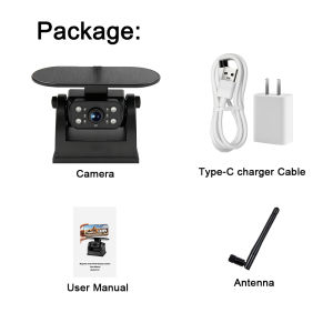 Camera Hành Trình Không Dây Năng Lượng Mặt Trời Từ Tính WiFi 1080P Cho iPhone Android Tầm Nhìn Ban Đêm IP69 Không Cần Đấu Dây Cho Xe kéo/RV