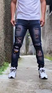 PROMO CELANA JEANS EMBLEM BIKSU SOBEK / CELANA PANJANG HEANS SOBEK SOBEK PRIA EMBLEM BIKSU TERLARIS / CELANA SLYMFIT PRIA EMBLEM BIKSU BORDIR