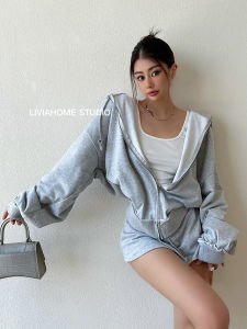 Liviahome Street Style Hot Girl Set Loose Hoodie Jacket Women + Elastic Waist Skirt Pants Autumn Winter Fashion Set