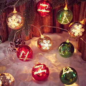 Christmas Ball LED Lights Star Round Xmas Tree Hanging String Lamp Merry Christmas Decorations New Year Party LED Lights