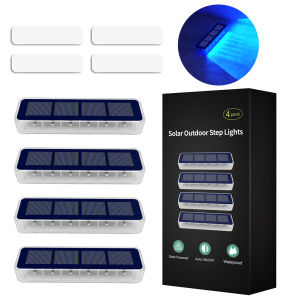Solar Deck Lights Outdoor Waterproof LED Step Sidewalk Stair Garden Light IP68 Auto On/Off Solar Powered Dock Driveway Lighting