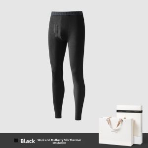 CarbinKoneer | Mens Thermal Underwear Set Fleece Lined Thickened CarbinKoneer Silk Wool Blend Long Sleeve Round Neck Long Pants For Autumn Winter