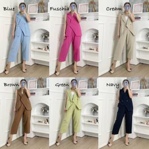 CJ - SETELAN 2030 CAROLIN VEST TOP + HIGHWAIST MIDI PANTS PREMIUM