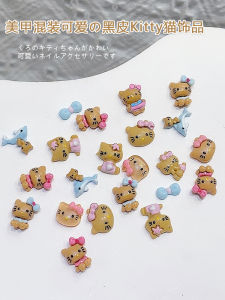50pcs Mixed New KT Cat Cartoon Black Skin Nail Decorations Cute Cartoon Kitten Nail Art Accessories Nail Jewelry