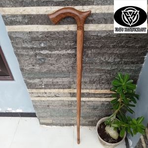 Tongkat jalan kayu kelor Jawa model cula premium