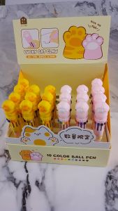 Pulpen 10 Warna Lucky Cat Paw/ Karakter Lucu 10 Color Ball Pen Warna Warni