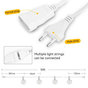 D | G40 LED Ngoài Trời Dây Đèn 15M/30M Trắng Chống Vỡ Bóng Đèn 2200K Trang Trí Vòng Hoa Đèn Cho Tiệc Cưới Ban Công Trang Trí