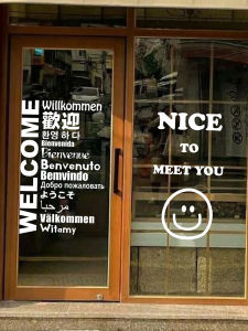 Creative Welcome Wall Stickers Glass Door Window Decorations for Shops Fashionable Business Signage Modern Minimalist Style PVC Material