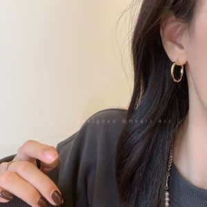 Golden Hoop Earrings Women Fashion 2025 New Popular High-End Sensation Versatile Earring Jewelry Alloy Plated Silver Gold