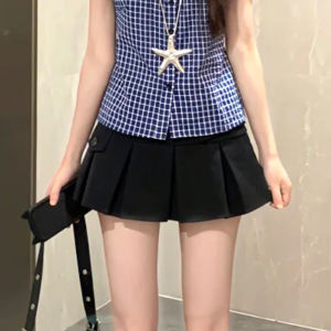 LANMENGYA | Black Slimming Short Pleated Skirt