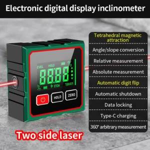 Magnetic Digital Angle Finder Electronic Laser Gauge Ruler 360 Degree LCD Protractor Mini Inclinometer Measuring Tool