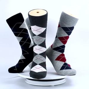 5 pairs mens argyle dress socks plus size high quality combed cotton crew socks black cool breathable casual socks for men