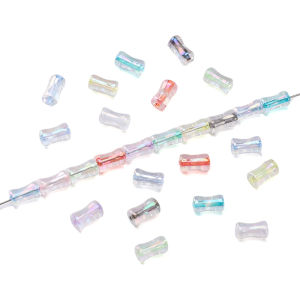 ลูกปัดแก้วคุณภาพสูงผลิตในประเทศจีนขนาด4*8มม. พร้อมนอตไม้ไผ่โปร่งใสสีรุ้งเครื่องประดับแบบทำมือกำไลสีสันสดใสสร้อยคอเครื่องประดับแฟชั่นแบบทำมือ