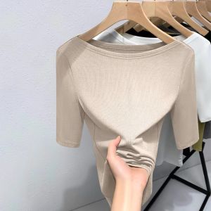 Modal Short Sleeve T-Shirt Womens Summer Inner Wear 2026 New Style One-Shoulder Half Sleeve Spring Autumn Versatile Base Shirt Top
