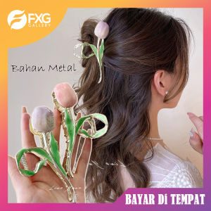 FXG Jepit Rambut Bunga Tulip Bahan Metal Premium Fashion Wanita Korea Cantik Jepitan Dewasa KCR46