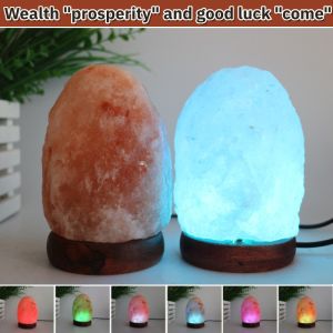 Pure Himalayan Salt Lamp Crystal Salt Rock Lamp with Base USB Plug Night Light Home Bedroom Decoration Negative Ion Relief Stress