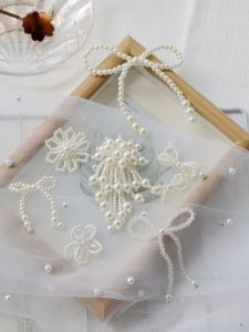 Phụ Kiện Trang Trí Thủ Công Nhiều Kiểu Dáng Thắt Nút Bướm Hạt Ngọc Trai DIY Dệt Tay Vá Quần Áo Trang Trí Phụ Kiện Tóc