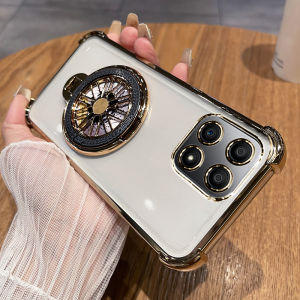 Huawei Honor X30i Silicone Phone Case with Lens Film Full Cover Four Corner Airbag Anti-Fall Transparent Soft Stand for Men And Women