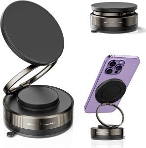 Vacuum Magnetic Phone Holder - Upgraded 360° Rotatable Suction Cup Phone MountFoldable Portable Vacuum Strong Magnet Cell Phone
