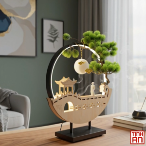 Thác Khói Phong Thuỷ Tiểu Cảnh Trầm Hương Tùng Nguyệt Thi Nhân Thiền An Shop Decor Không Gian Sống.