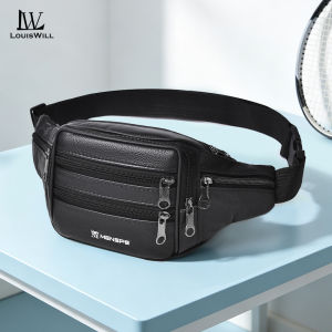 LouisWill Bag Mens Chest Bag for Men Genuine Leather Waist Bag for Men Fashion Sports Bag Large Capacity Casual Bag Outdoor Fitness Bag Travel Bag Business Bag Sling Bag for Men