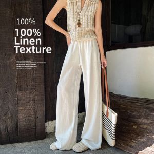 100% Linen High Waist Wide Leg Pants Summer Style