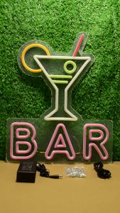Elegant LED Neon Bar Sign with Acrylic Frame and EU Plug for Room Decor