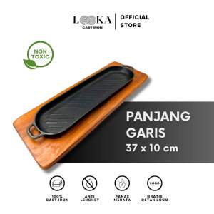 Looka Cast Iron Hot Plate / Piring Steak Model Panjang Salur