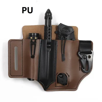 Outdoor Hunting Multi Tool Leather Bag Portable Tool Storage Bag Leather Cover Outdoor Camping Waist Leather Bag