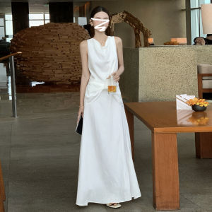 Homecore | Elegant Non-clash Slim White Sleeveless Dress