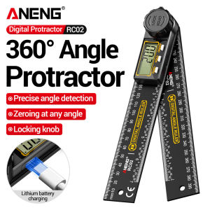 ANENG | ANENG Digital Angle Finder Ruler Protractor Rechargeable RC02 Smart Inclinometer Electron Goniometer Angle Length Measuring Tool