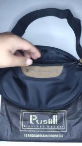 Waistbag Brand Lokal Pusiill/Bahan Polyester 1000D (Daun Talas Coating) Kombinasi Kulit Asli/Tas Selempang Pria&Wanita A05