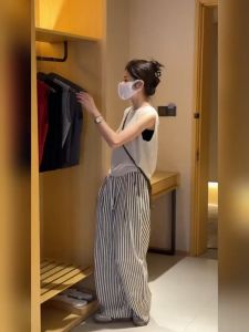 Dream Clothes👖กางเกงผู้หญิง🎉กางเกงขากว้างลำลองผ้าไหมน้ำแข็งยืดหยุ่นสูงเอวสูง กางเกงทำงานผู้หญิง กางเกงวอร์ม