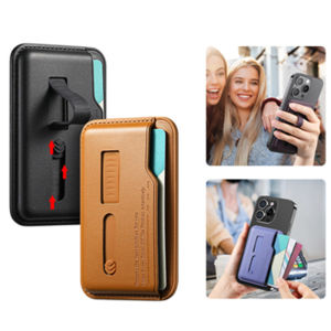 Magnetic Leather Wallet Card Holder Case for Magsafe IPhone 14 13 15 17 16 12 Air Pro Max Plus Mac Safe Hidden Strap Stand Cover