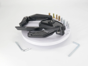 Universal Motorcycle Mirrors Foldable CNC Aluminum Rearview Mirror Set Blue Anti-Glare HD Lens Carbon Fiber Accent