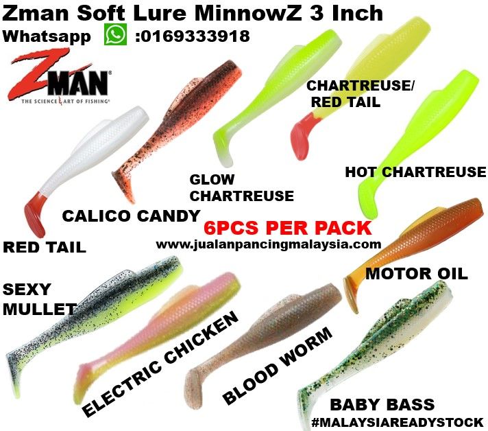 Zman Soft Lure Minnow Z 3 INCH HOT SELLING SOFT PLASTIC LURE ,1