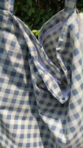 กระเป๋าลายสก็อต โทนสีฟ้า สกาย ฟ้าหม่น มีซิบ/ไม่มีซิบ