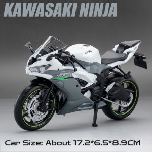 MAKEDA | 1:12 Scale Kawasaki NINJA ZX6R H2R Car Model Toy Sound Light Front Wheel Steer Models Shock Absorption Vehicle Home Decorations